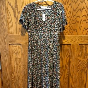 Loft Flutter Sleeve V-Neck Midi Pocket Dress (6)